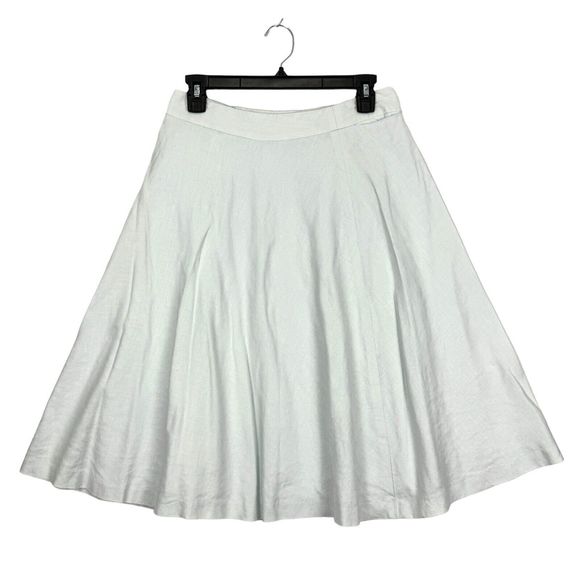Banana Republic Linen Skirt Pale Blue Size 2 Stretch High Waist Midi A-Line - Picture 1 of 14